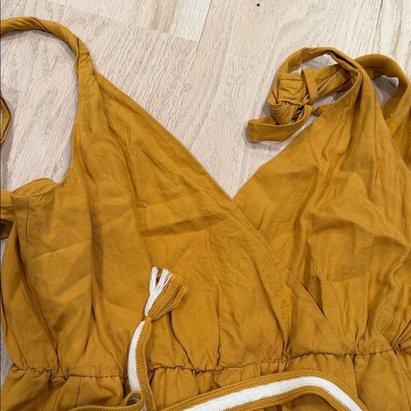 Anthropologie Mustard Jumpsuit with Tie Straps - Picture 3 of 3